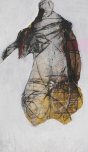 op015-annalisa filippi L'abito di piume tecnica mista su tela 134x78cm