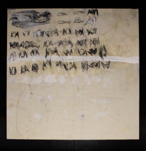 op043-davide Preda e Cacciatore graffite carboncino gesso su tela 140x140cm 